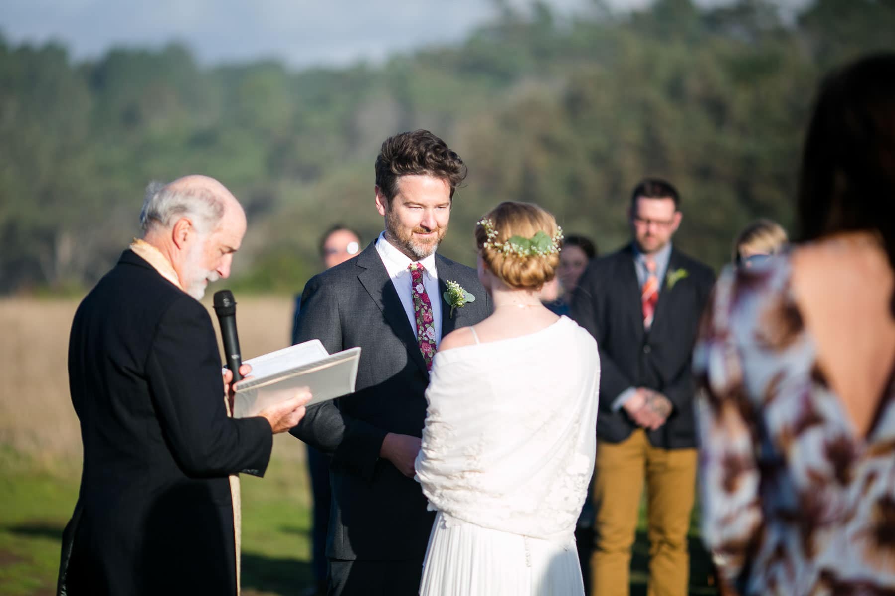 Wedding ceremony outside in the sun