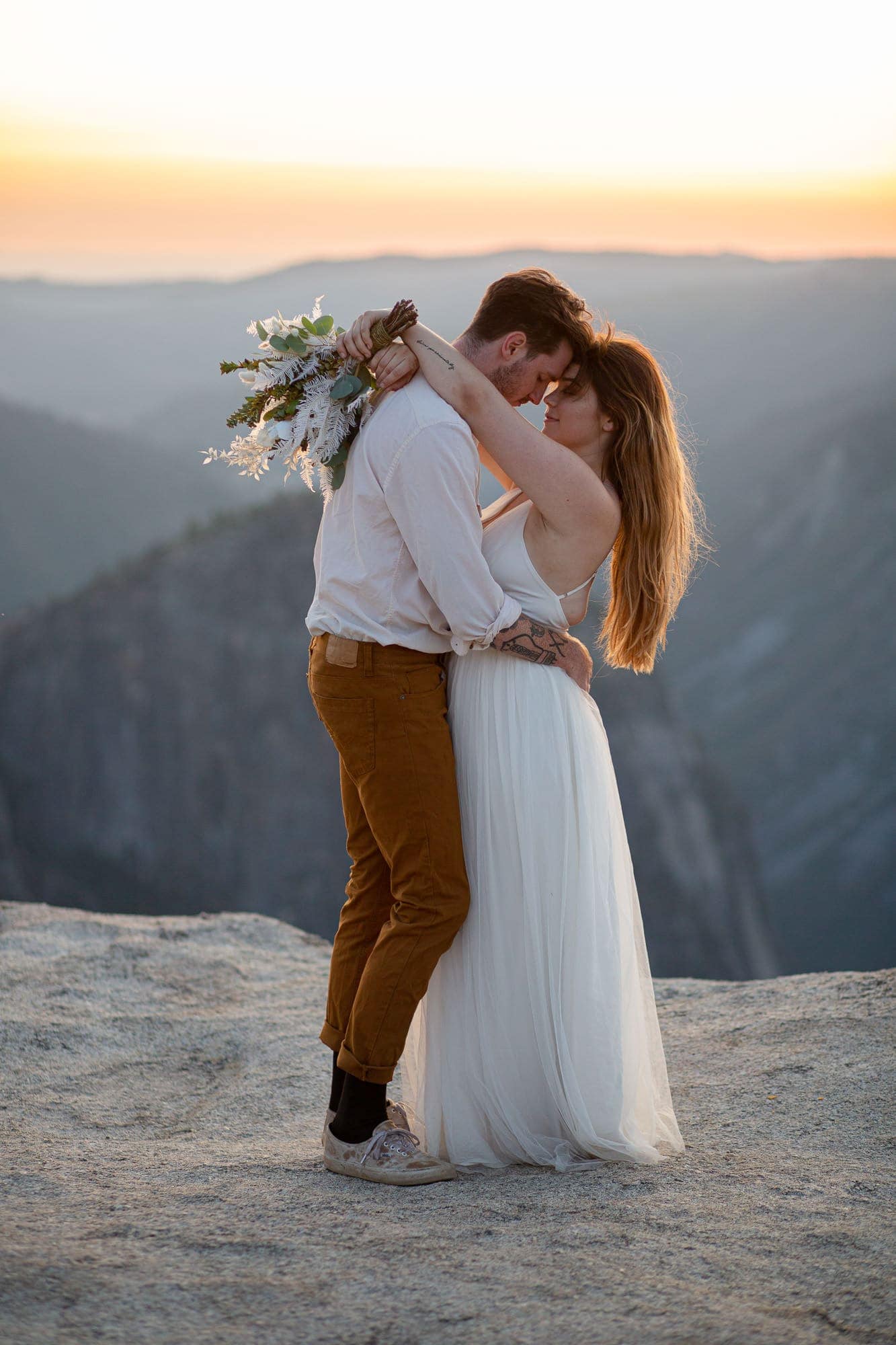 Adventure elopement in Yosemite at sunset